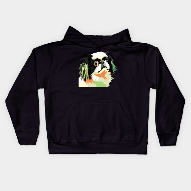 Japanese Chin Pop Art - Dog Lover Gifts Kids Hoodie by PawPopArt
